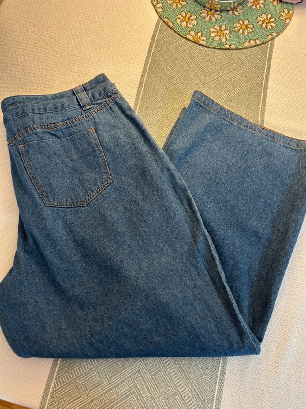 Woman Within Wide Leg Denim Jeans in Blue